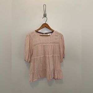 Knox Rose Blush Crochet-Trim Peasant Blouse